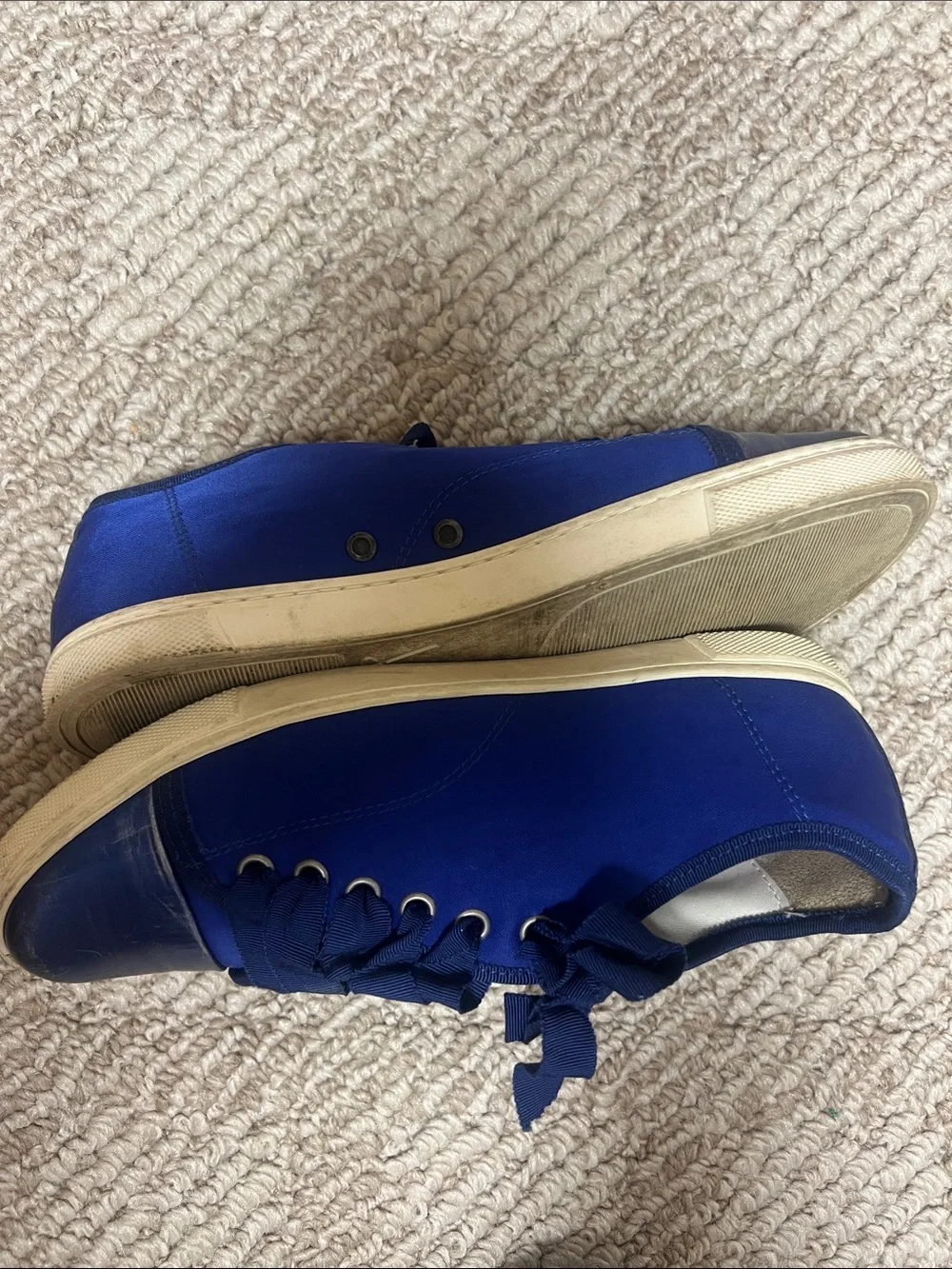 Lanvin Royal Blue Canvas Low-Top Sneakers with Iridescent Toe
